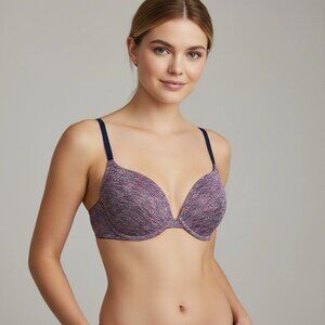 Victoria’s Secret Purple Pink Blue Knit Push-up Bra Size 36C